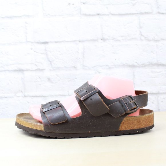 Birkenstock Shoes - BIRKENSTOCK Milano Brown Leather Ankle Strap Sandals Size L 10 / M 8